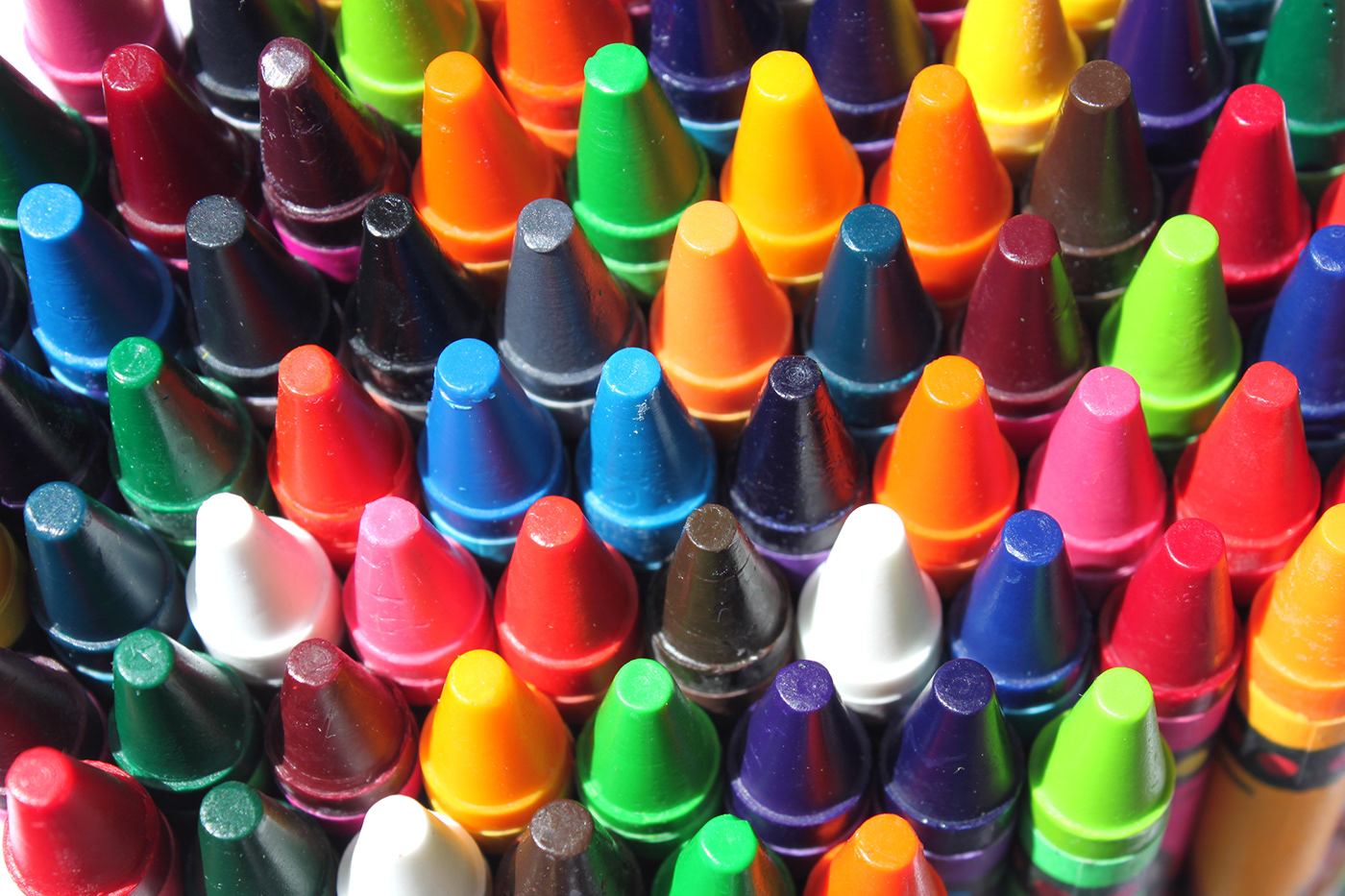 Crayons in many colors