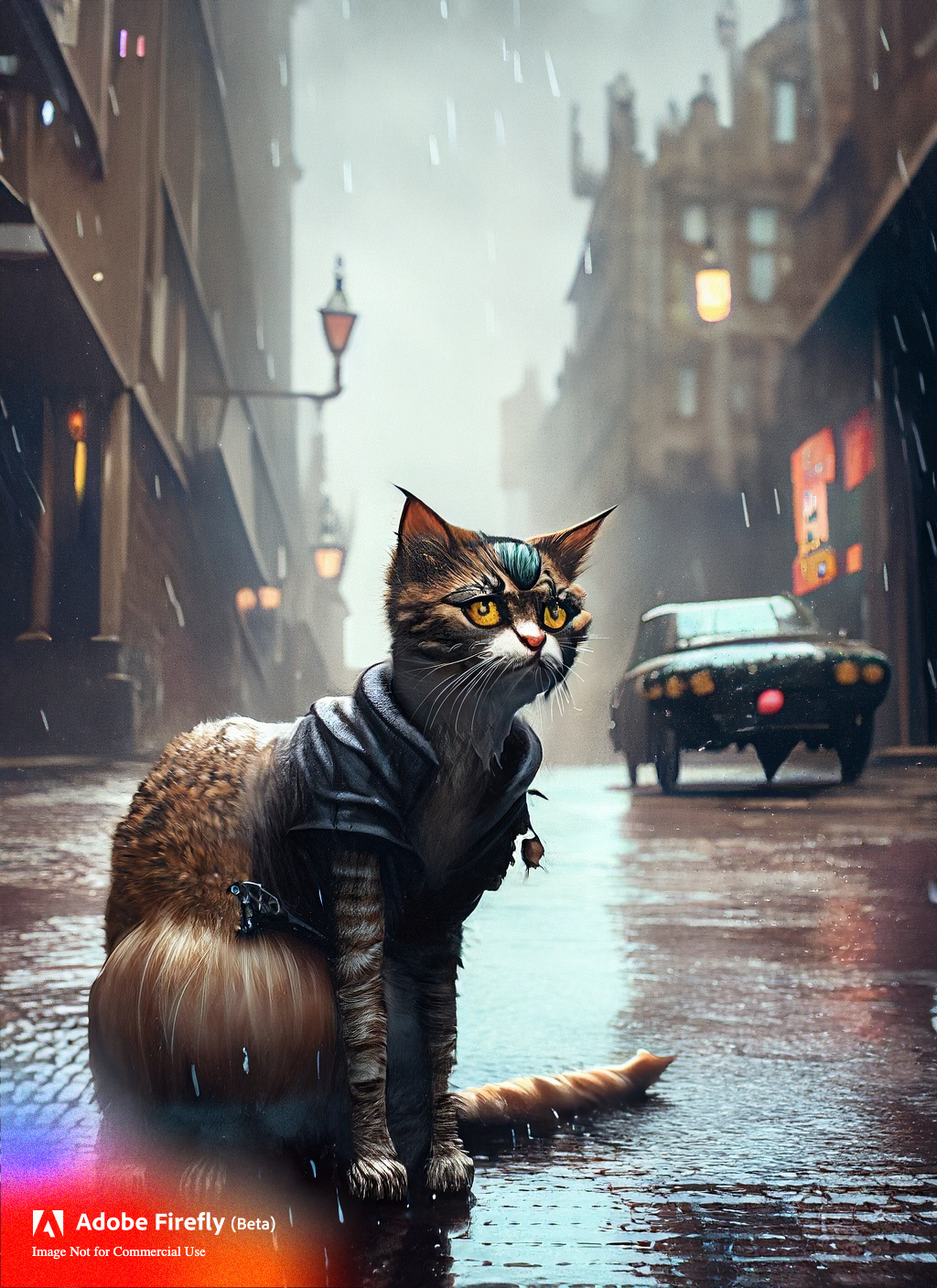 rain cat city city streets mysterious roaming streets