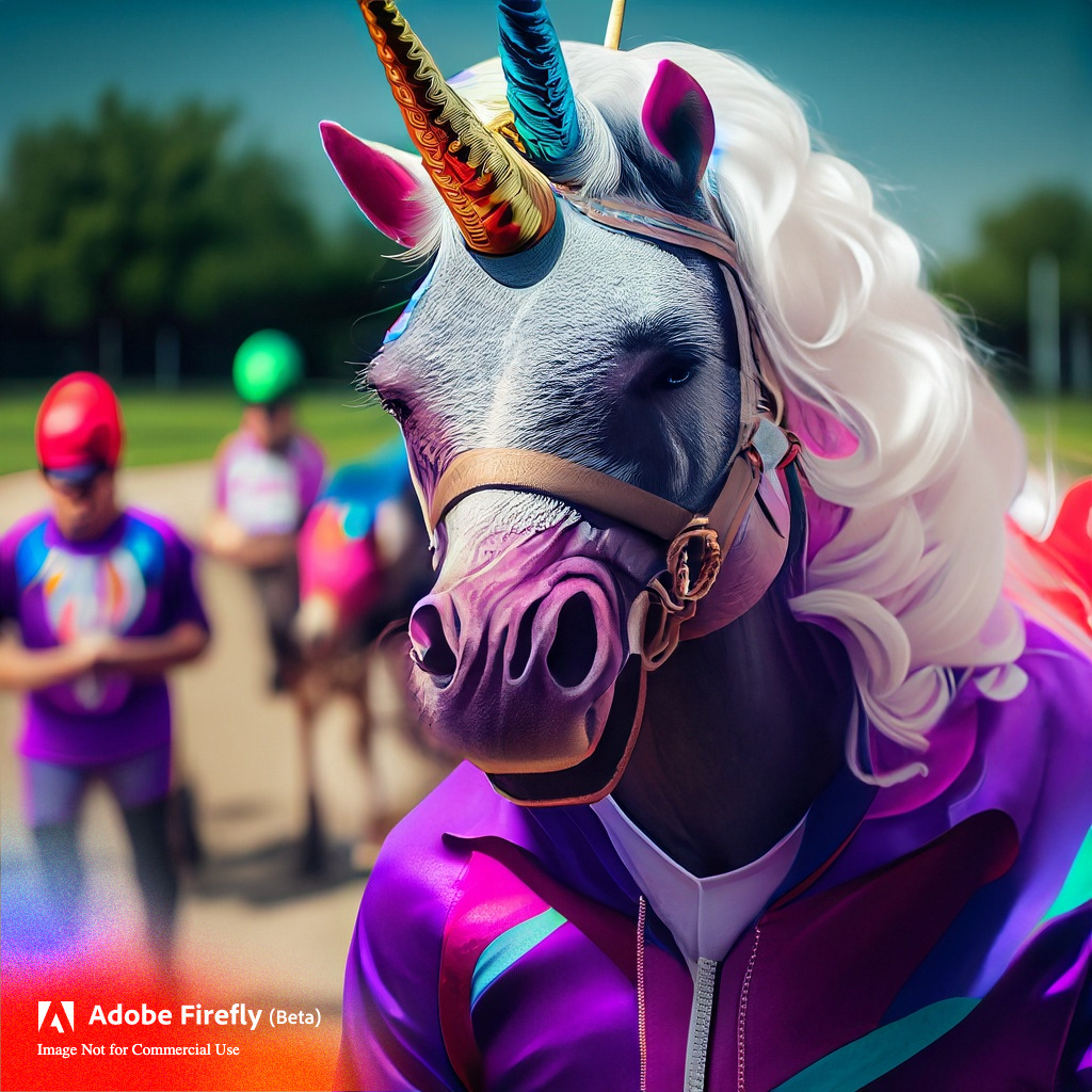 dressed race rainbow unicorn