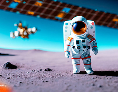 Toy Astronaut, Walking on the surface of the moon