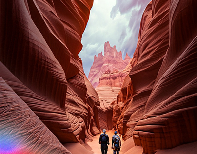 The two walked down the slot canyon
